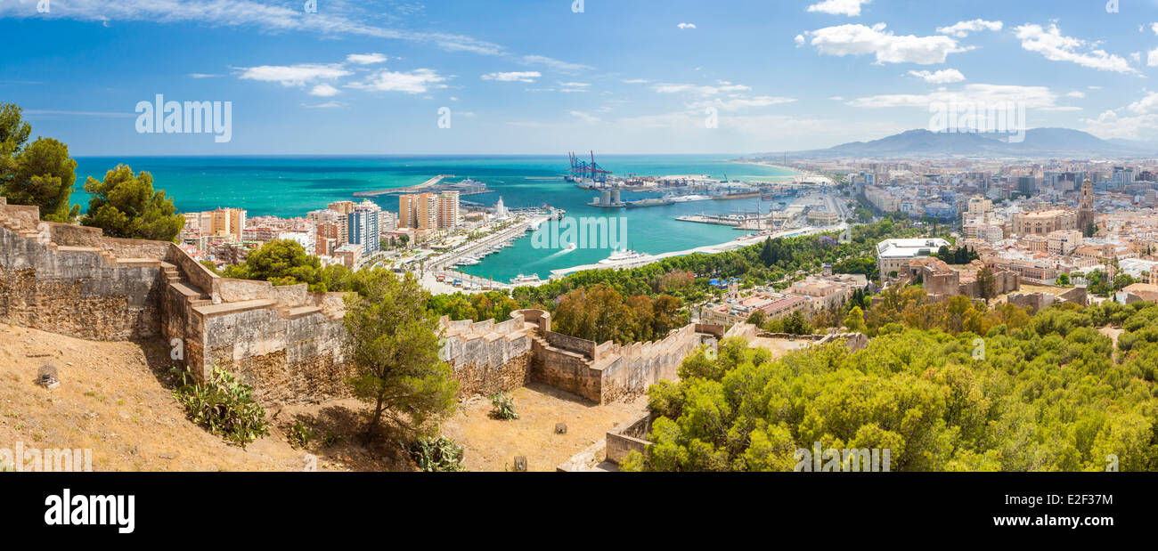 Castillo de Gibralfaro, Schloss Monte de Gibralfaro, Málaga, Costa Del Sol, Andalusien, Spanien, Europa. Stockfoto