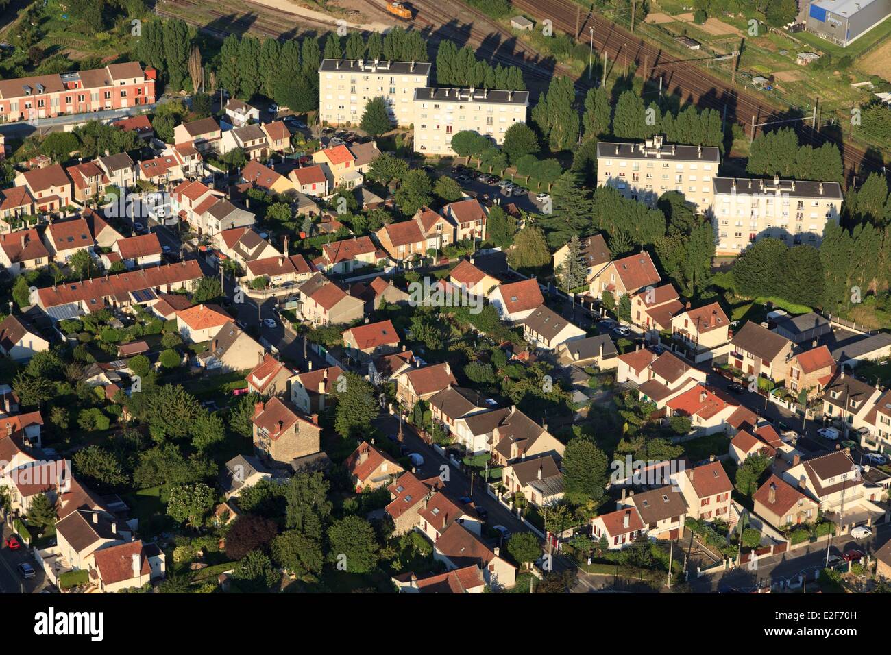 Frankreich, Yvelines, Trappes En Yvelines, Boissiere und den Hof (Luftbild) Stockfoto