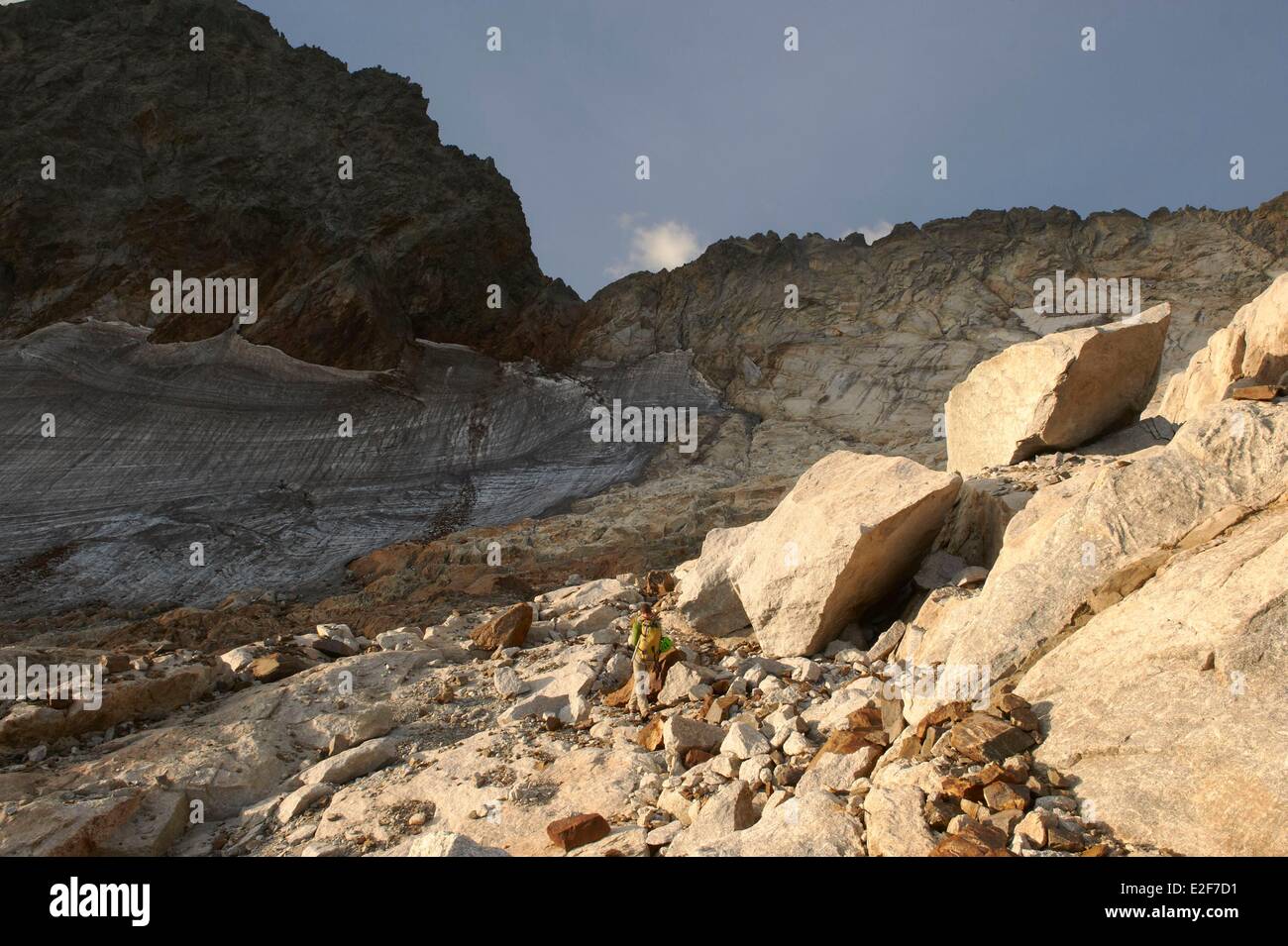 Frankreich, Haute Garonne, Klettern die Grate Boum Maupas, Wandern zwischen Maupas Zuflucht und Pic du Boum, Gletscher Boum Stockfoto