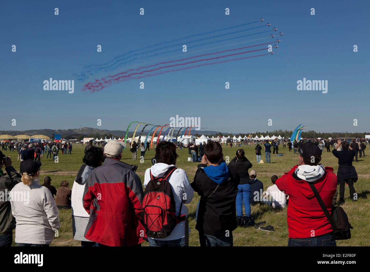 Frankreich Bouches du Rhone Salon de Provence 701 Air Base Antenne treffen 60 der Patrouille de France oder akrobatischen PAF von der Stockfoto