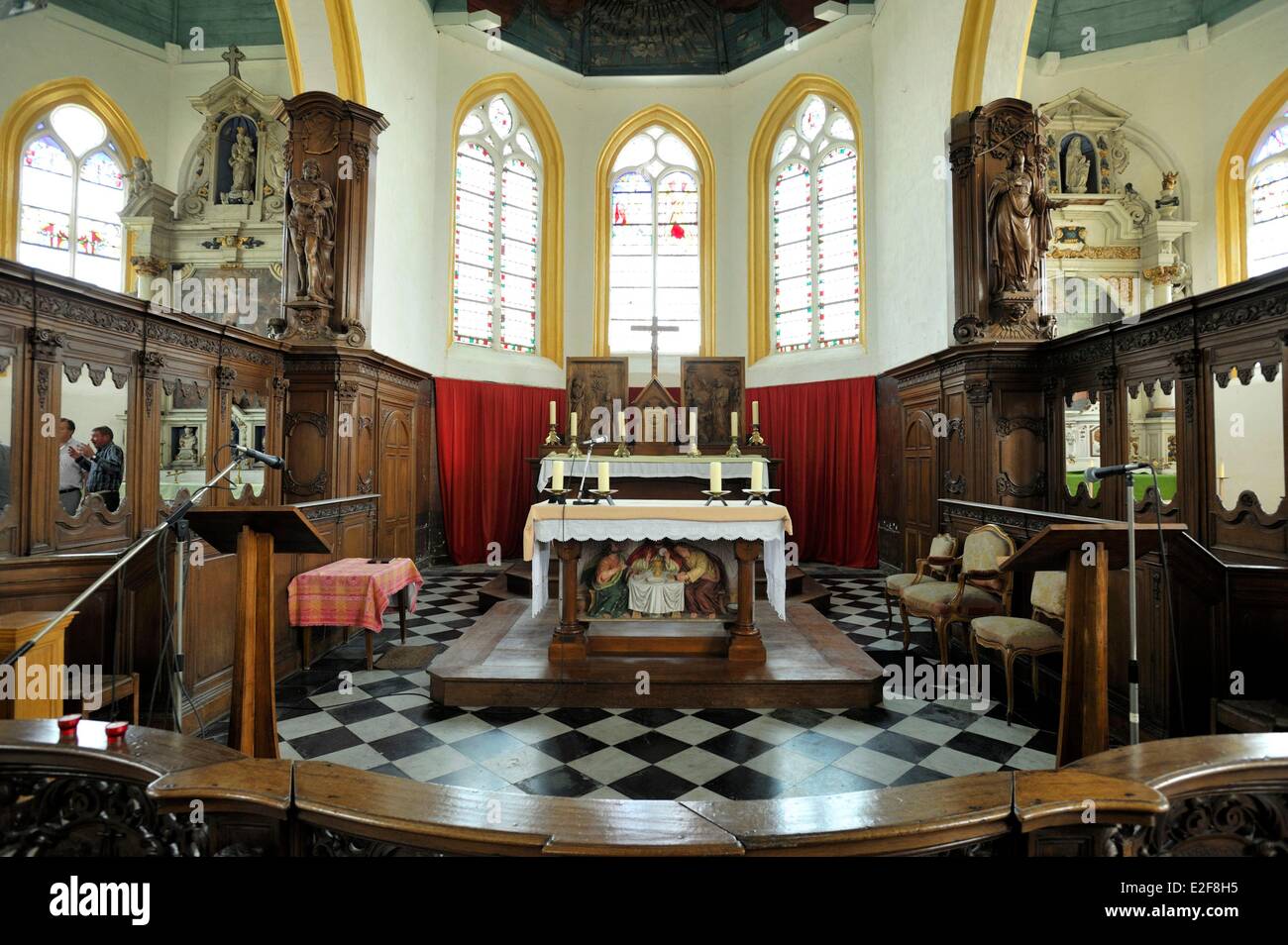 Frankreich, Nord, West Cappel, Kirche Saint Sylvestre, altar Stockfoto