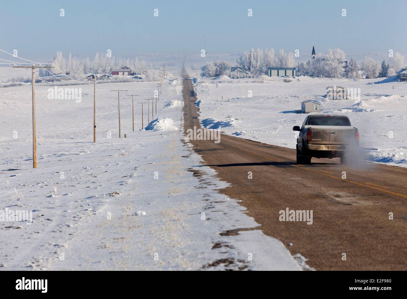 Kanada, Saskatchewan, ländlichen Gegend im Winter, der französischen Gemeinde Saint-Denis Stockfoto