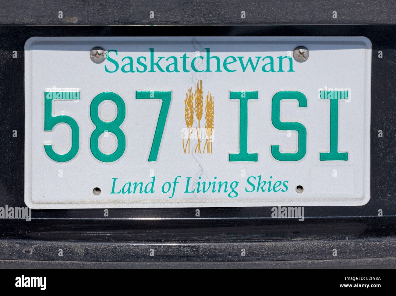 Kfz Nummernschild Saskatchewan, Kanada Stockfoto