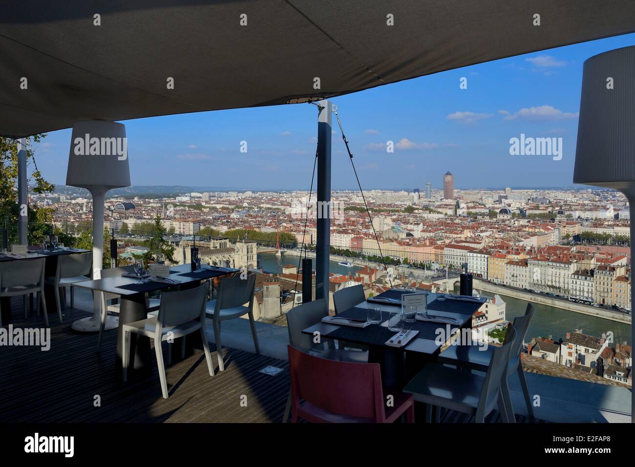 Frankreich, Rhone, Lyon, Tetedoie Gourmet-Restaurant an den oberen Hängen des Hügels Fourvière Stockfoto