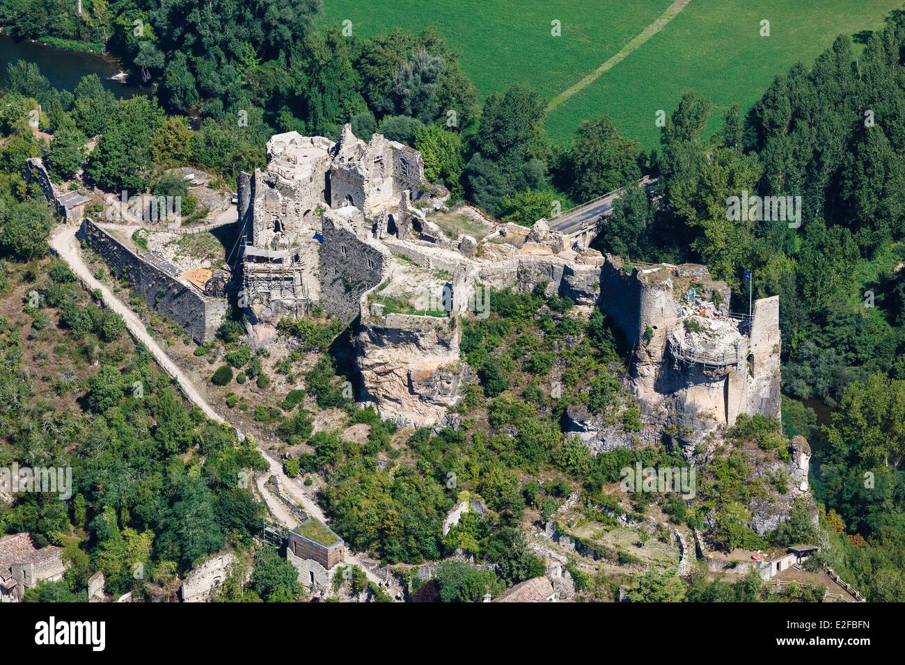 Frankreich, Tarn, Penne, die Burg (Luftbild) Stockfoto