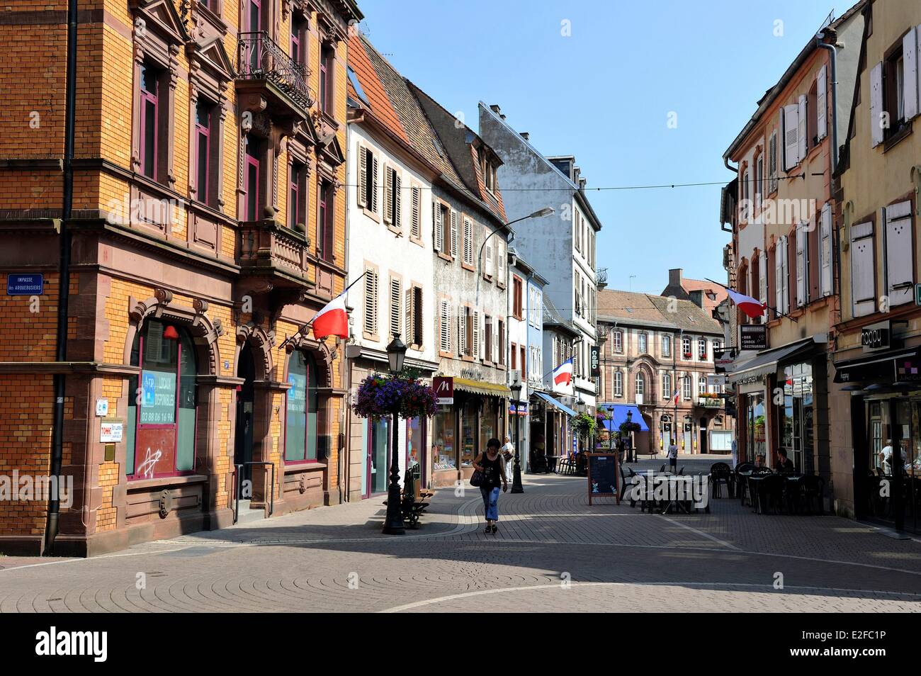 Frankreich, Bas-Rhin, Haguenau, Grand' Rue Stockfoto