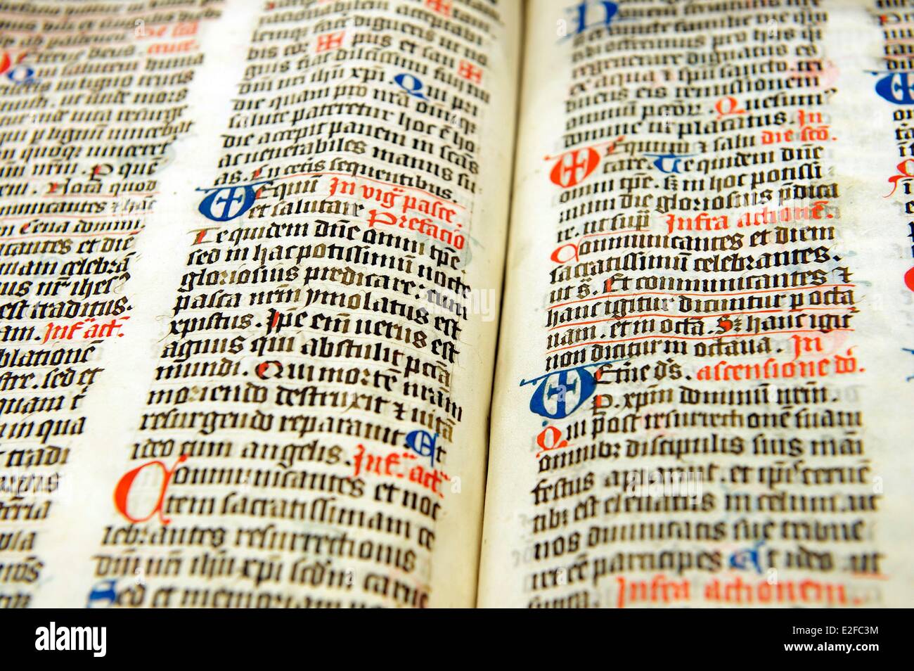 Frankreich-Bas-Rhin-Selestat humanistische Bibliothek Missale Argentinense aus dem 15. Jahrhundert Missale aus der Diözese von Straßburg Stockfoto