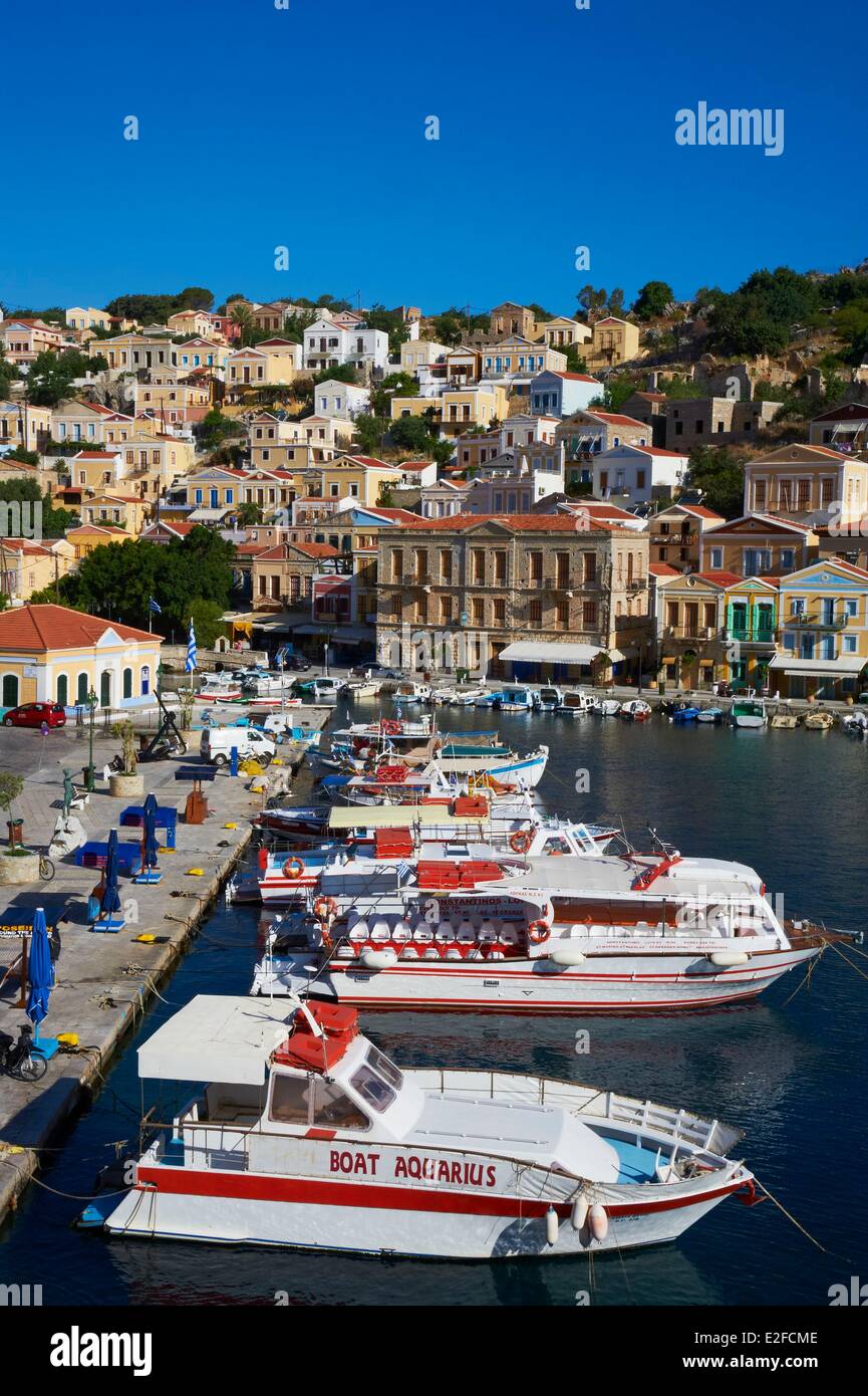 Griechenland, Dodekanes, Symi Insel, Hafen Gialos Stockfoto