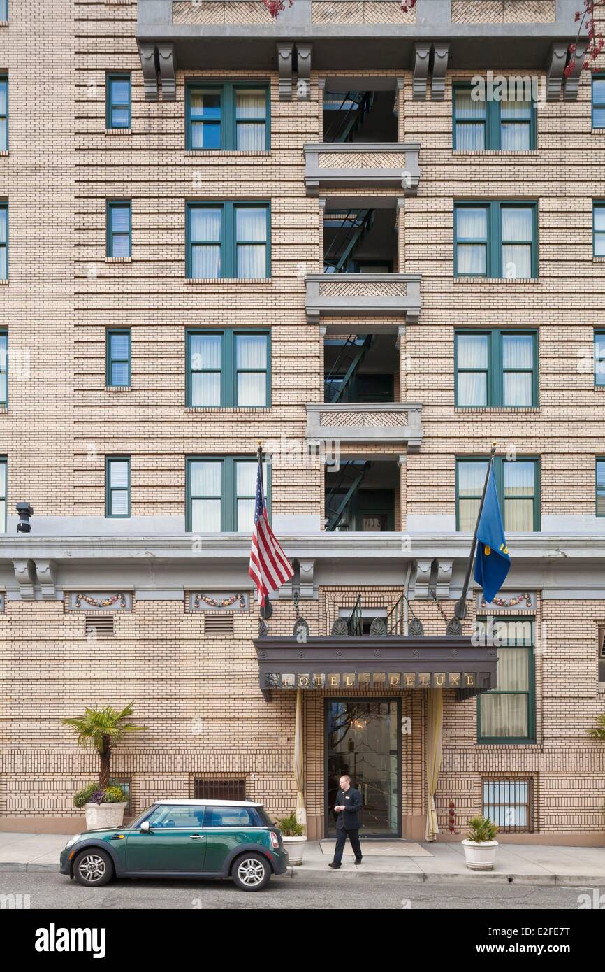 USA, Oregon, Portland, Innenstadt, Hotel de Luxe, Lobby mit einem Bild von Cary Grant Stockfoto