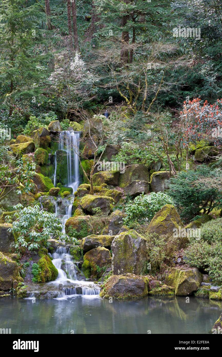 USA, Oregon, Portland, Washington Park, japanischer Garten, entworfen von Professor Takuma Tono und eröffnete 1967 Stockfoto