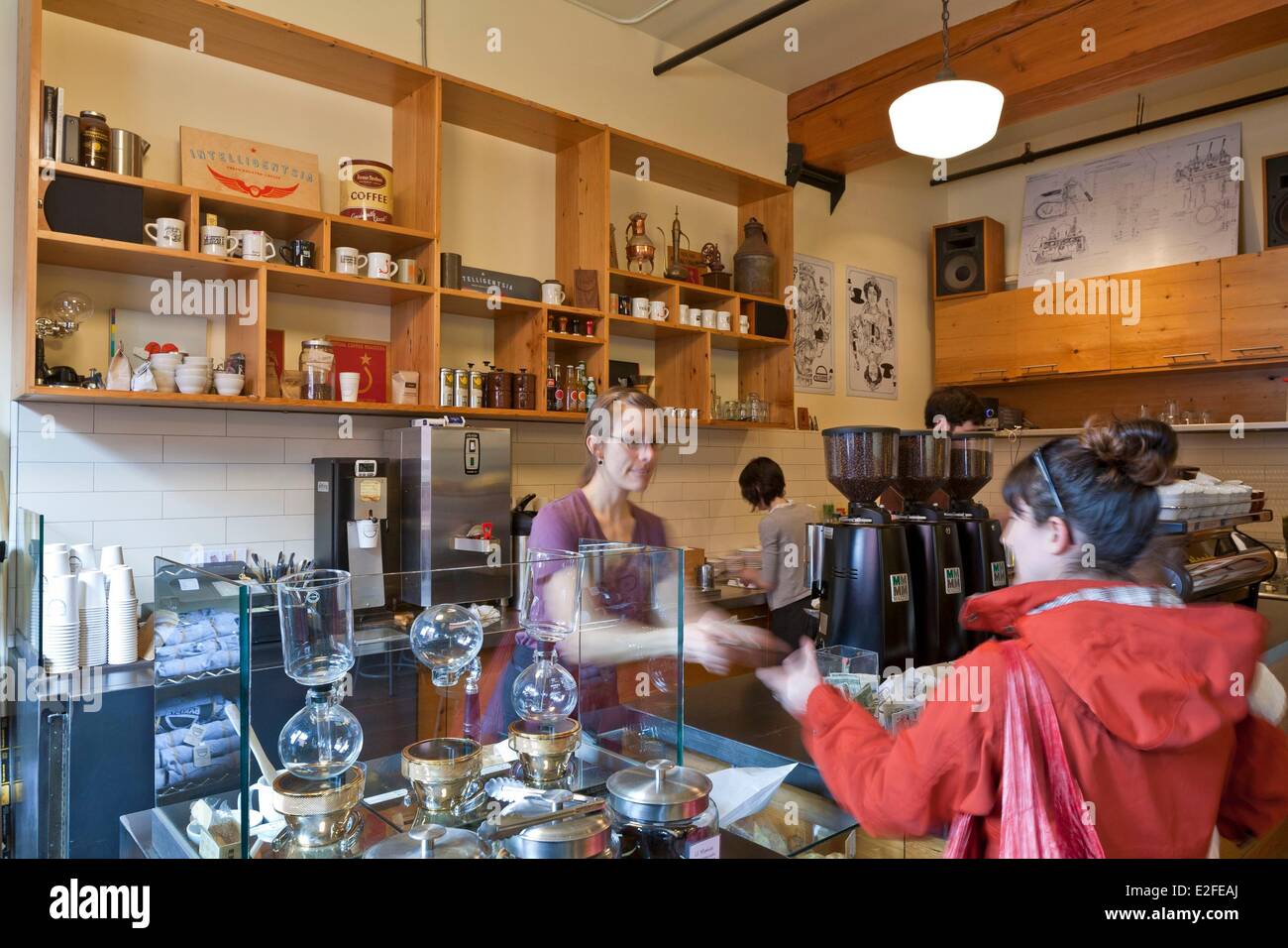 Vereinigte Staaten, Oregon, Portland, Pearl District, Barista Cafe Stockfoto