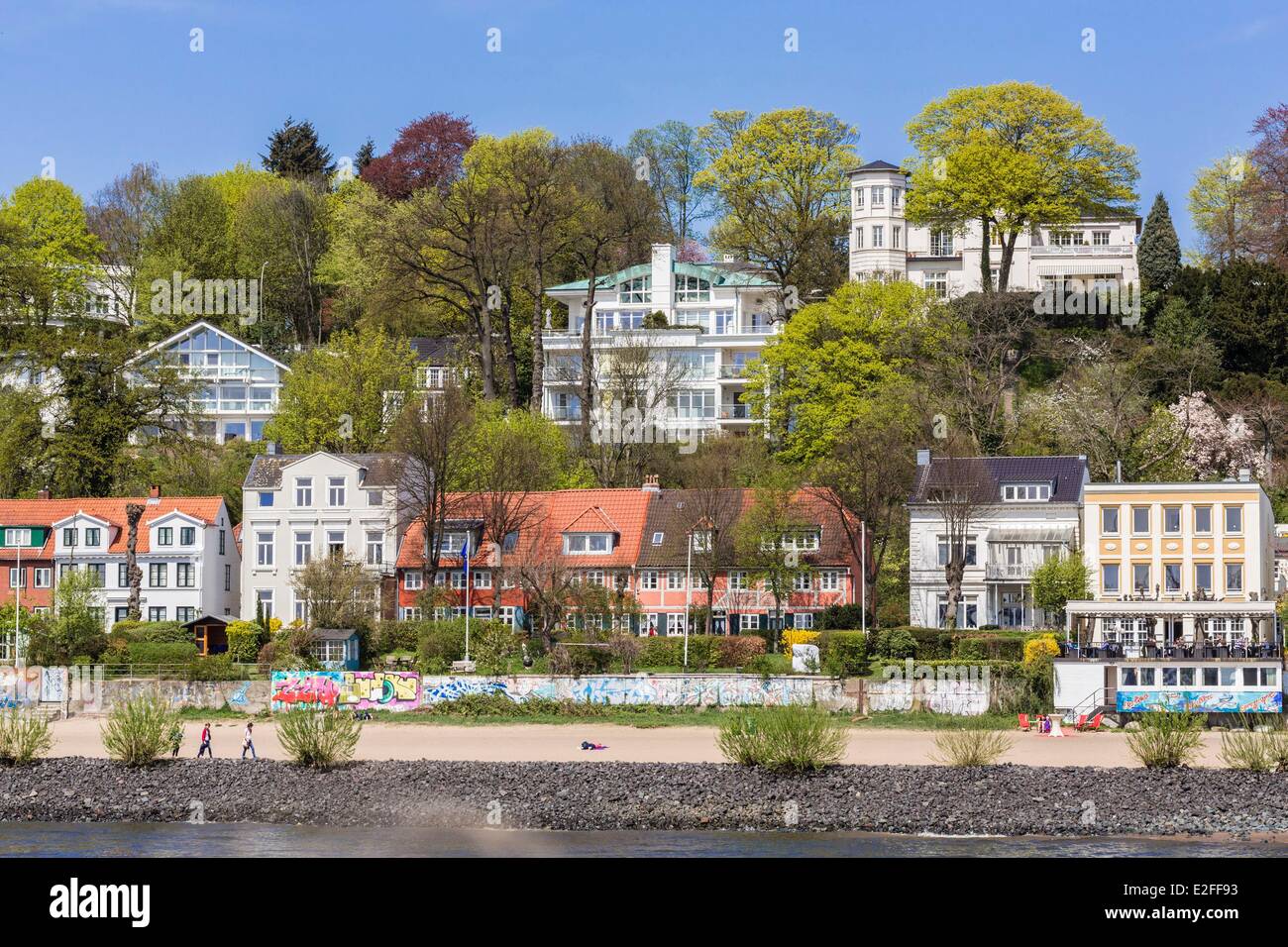 Deutschland, Hamburg, Ovelgonne Bereich, die Elbe mit ihren Stränden Stockfoto