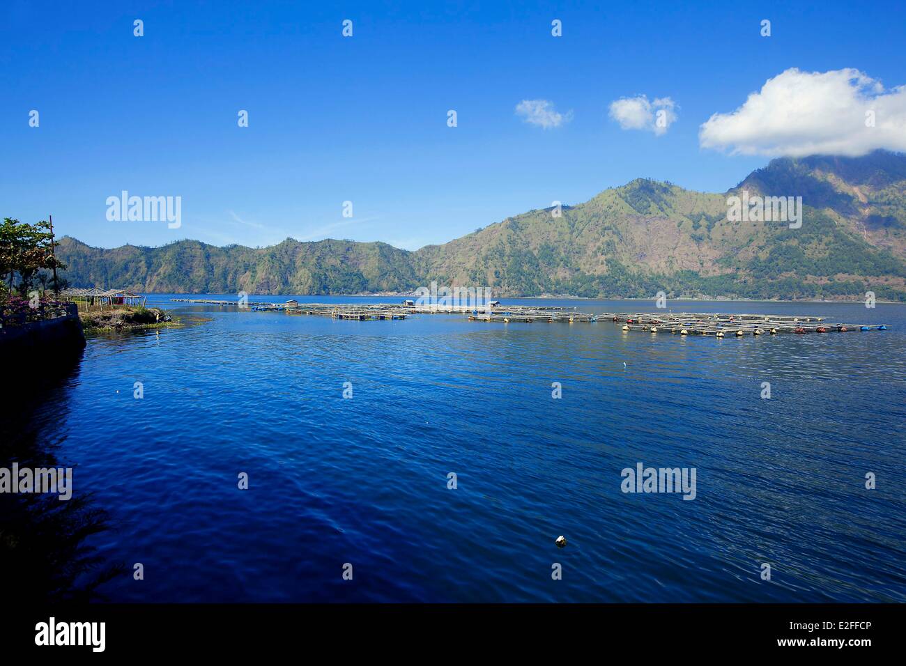 Indonesien, Bali, Kintamani Bereich, Toya Bungkah Batur See in die Caldera des Vulkans Gunung Batur Stockfoto
