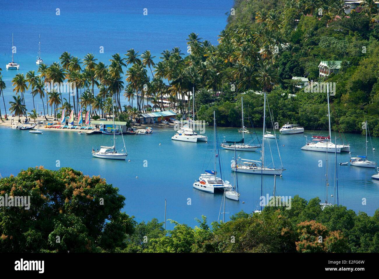 Antillen Karibik, Inseln des Windes, Saint Lucia, Nordinsel, Castries District, Marigot Bay Stockfoto
