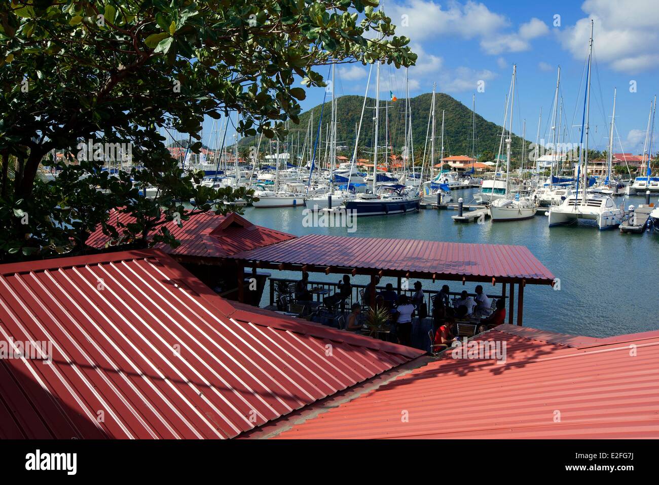 West Indies Karibik, Inseln von Wind, Saint Lucia, North Island, Gros Islet District, Rodney Bay, marina Stockfoto