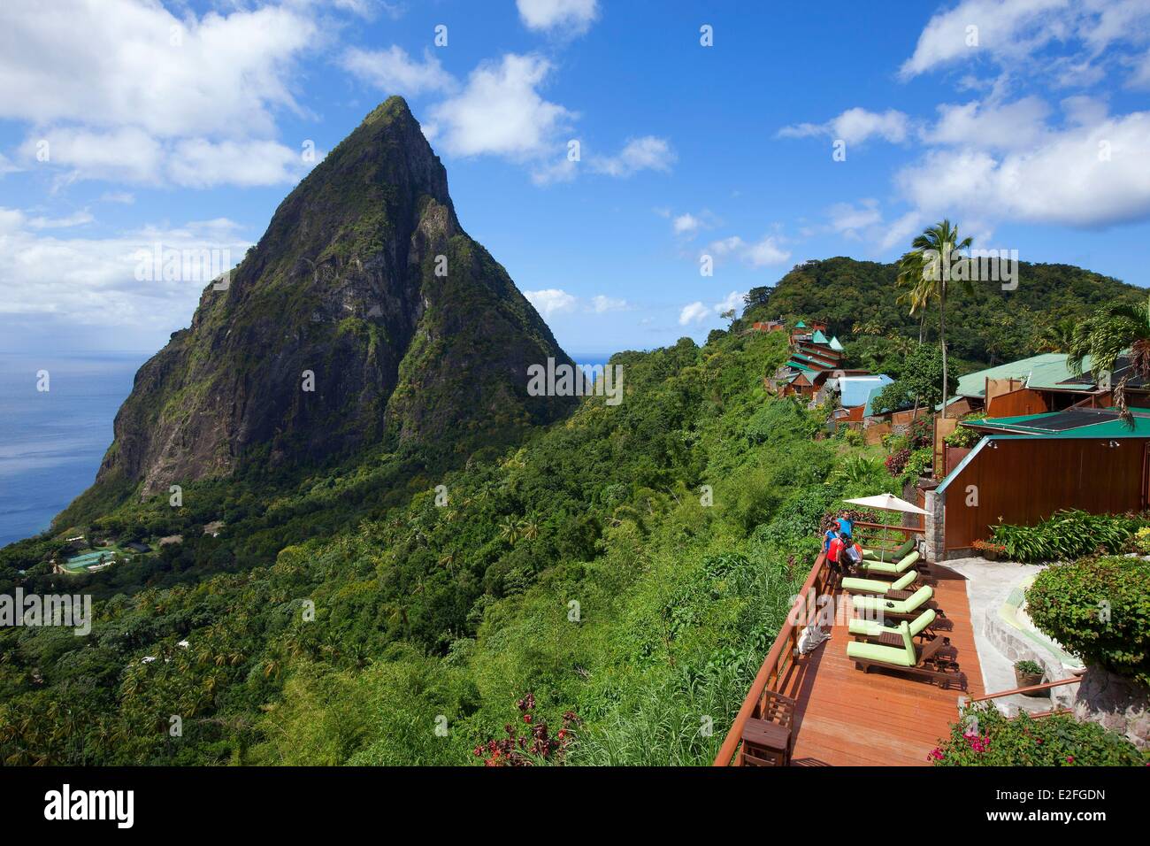 Westindischen Karibikinseln der Wind Saint Lucia West Island Soufriere Bezirk Soufrière Hotel Ladera Restaurant in der Stockfoto