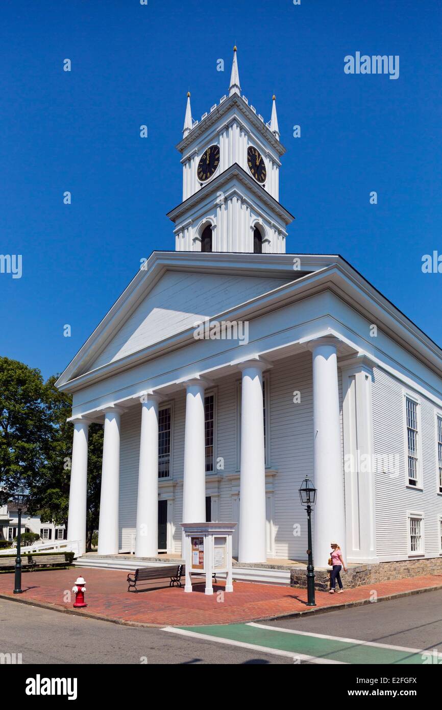 Martha's Vineyard, Cape Cod, Massachusetts, Vereinigte Staaten-Insel, Edgartown, Main Street, Old Walfang Church Stockfoto