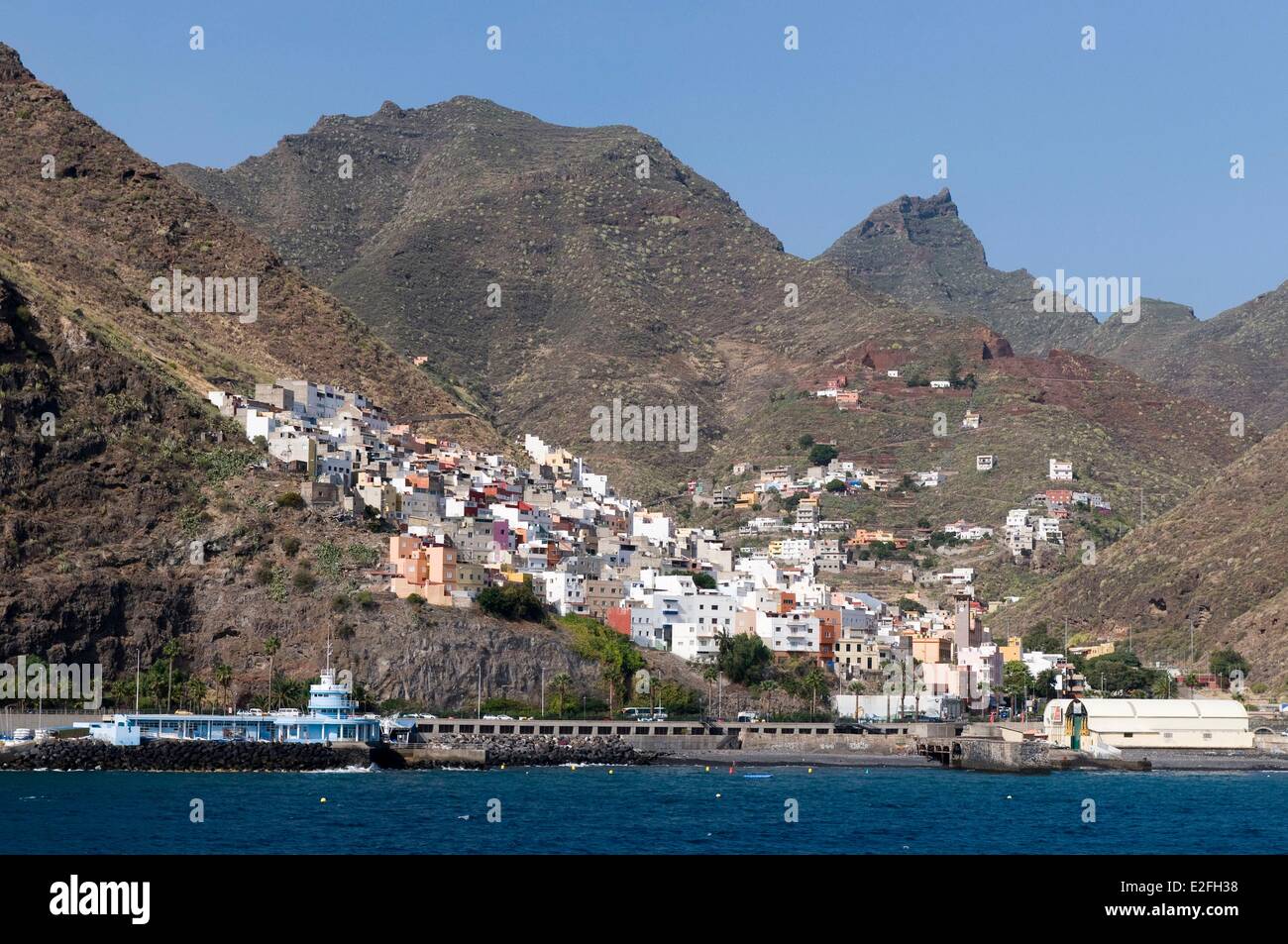 Spanien, Kanarische Inseln, Teneriffa, Santa Cruz, San Andres Dorf am Berghang Stockfoto