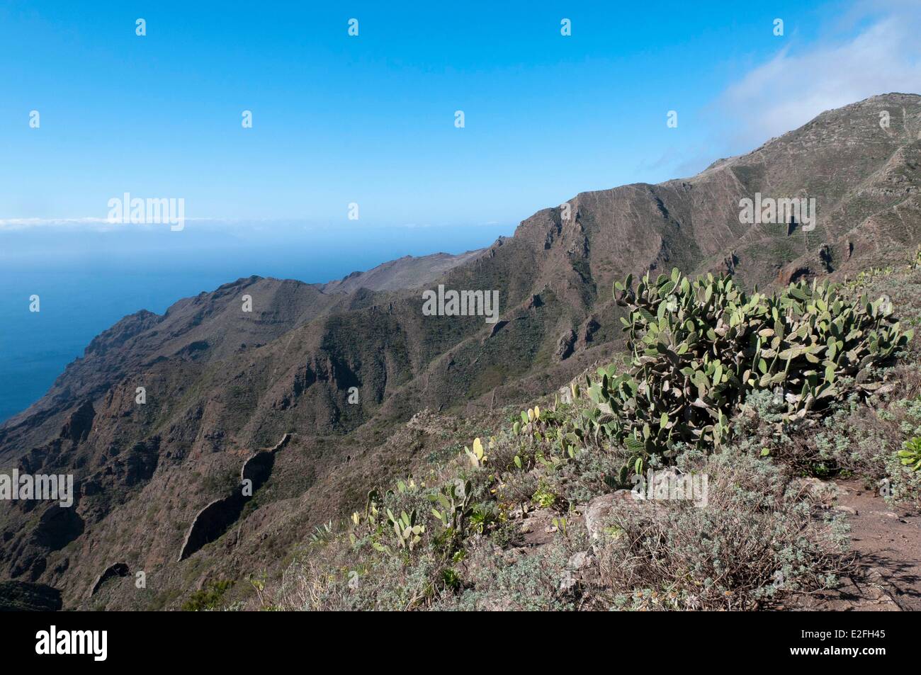 Spanien, Kanarische Inseln, Teneriffa, Parque Rural de Teno, Meer und Berge Stockfoto