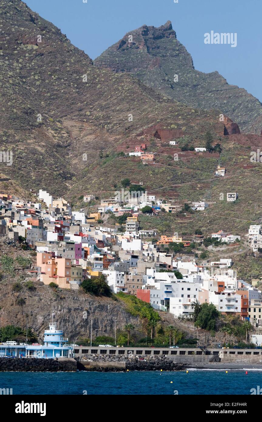 Spanien, Kanarische Inseln, Teneriffa, Santa Cruz, San Andres Dorf am Berghang Stockfoto