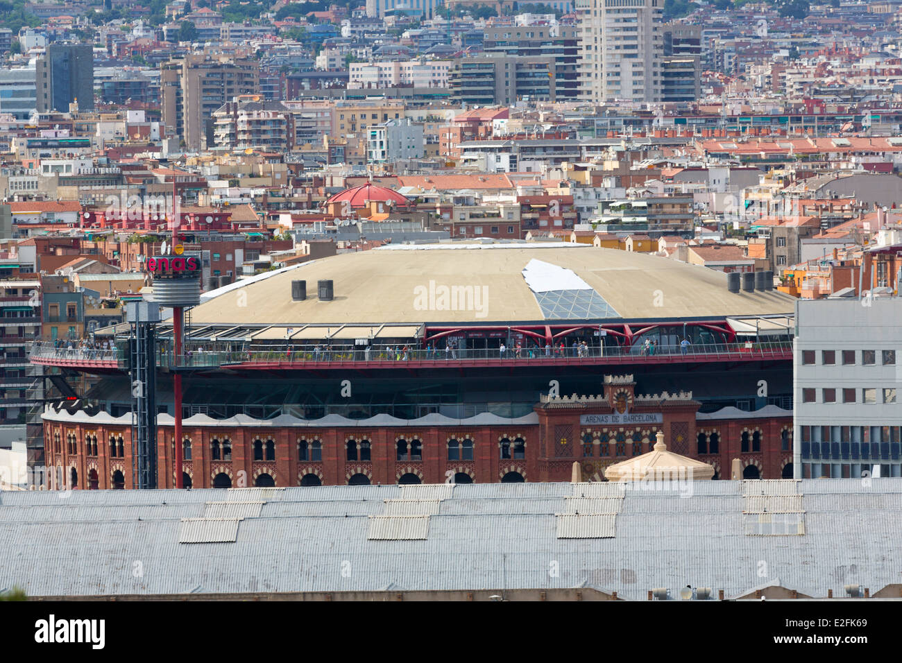 Blick auf das Stadion Arenas de Barcelona, Spanien Stockfoto