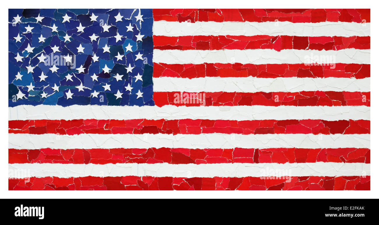 US-Flagge aus vielen zerrissenes Papier hergestellt Stockfoto