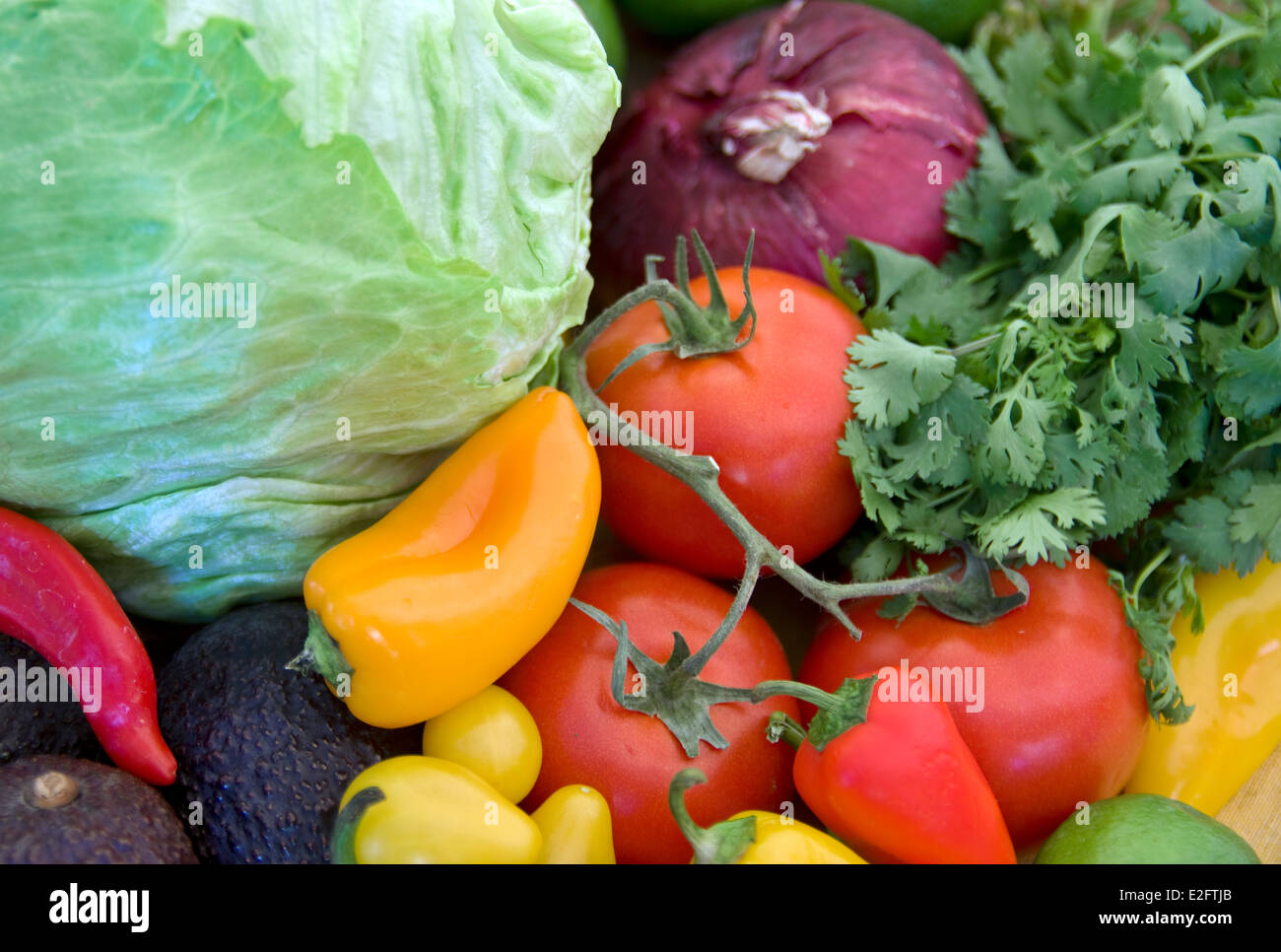 Bunte produzieren und Zutat für Guacamole Stockfoto