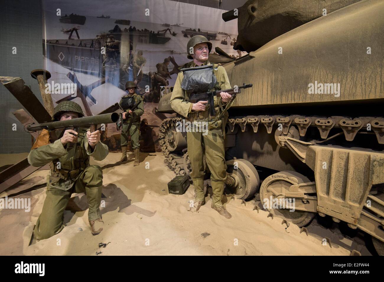 Frankreich Calvados Colleville Sur Mer Overlord Museum Normandie 44 Sammlung im Museum M4 Sherman Tank Stockfoto