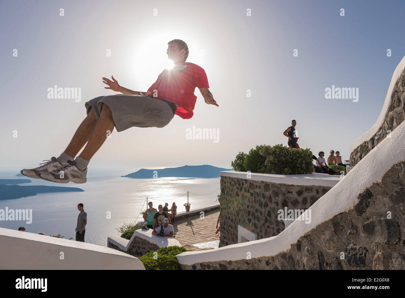 Kostenlose Laufwettbewerb Griechenland Kykladen Inseln Insel Santorini (Thira) Stockfoto