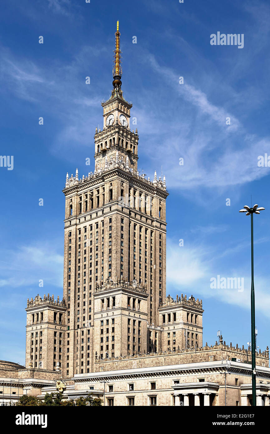Polen Masowien Region Warschau Palac Kultury ich Nauki PKiN (Palast für Kultur und Wissenschaft)-Turm von 231 Metern 1955 Baujahr ein Symbol Stockfoto