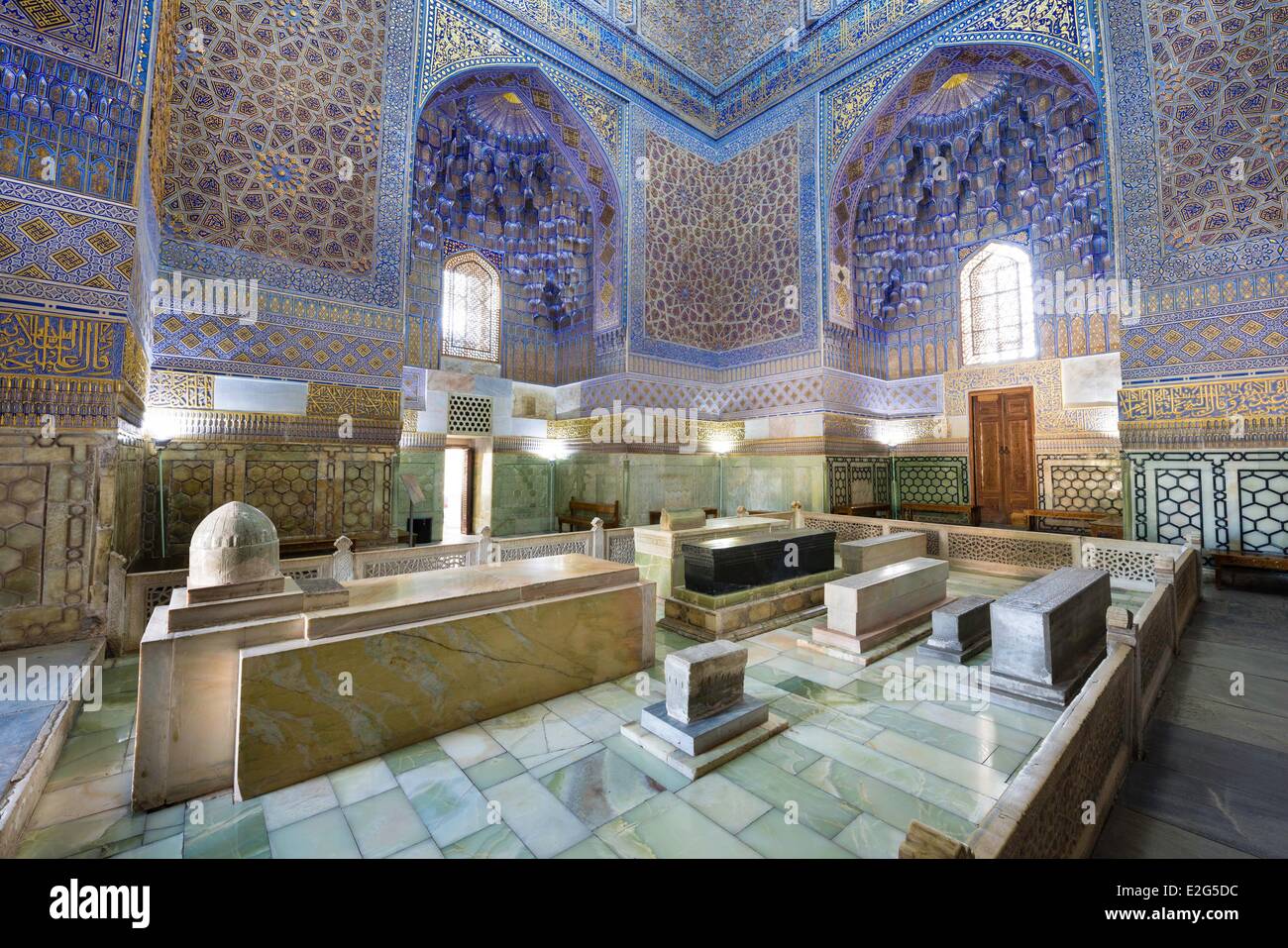 Usbekistan Seidenstraße Samarkand Weltkulturerbe von UNESCO Gur Amir Mausoleum wo die Leichen von Timur und sein Enkel Stockfoto