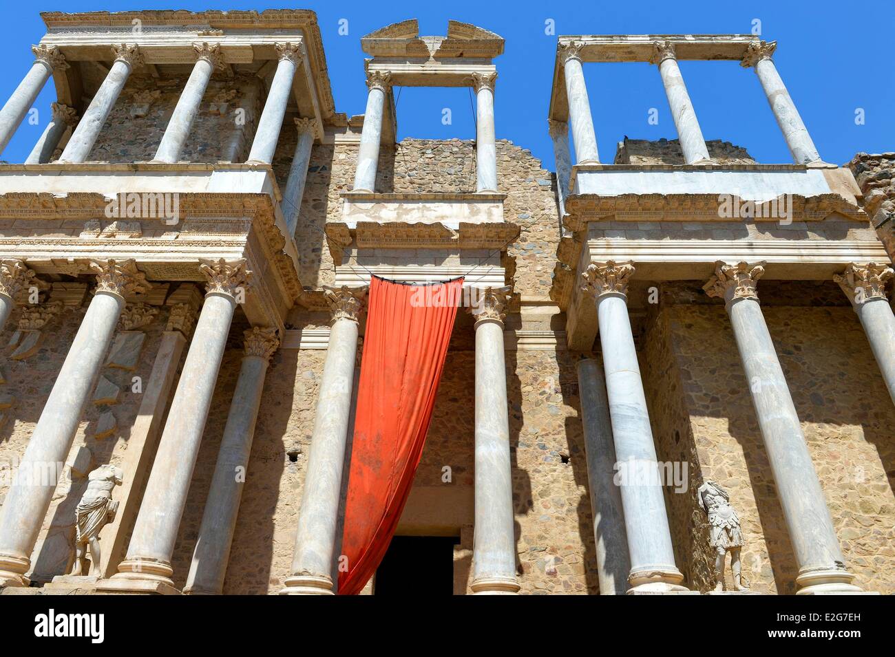 Spanien Extremadura Merida römisches Theater, errichtet durch den Sohn im Gesetz von Augustus 24 v. Chr. von der UNESCO als Welterbe gelistet Stockfoto