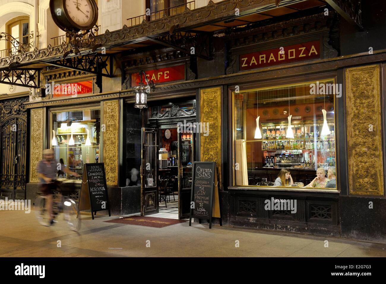 Aragon-Zaragoza Spanien Gran Cafe Zaragza in Calle Alfonso ich Stockfoto