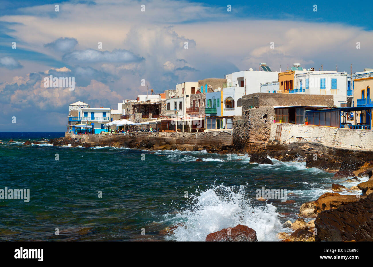 Mandraki Dorf am Nysiros Insel in Griechenland. Das "Venedig von Nissiros" Bereich. Stockfoto