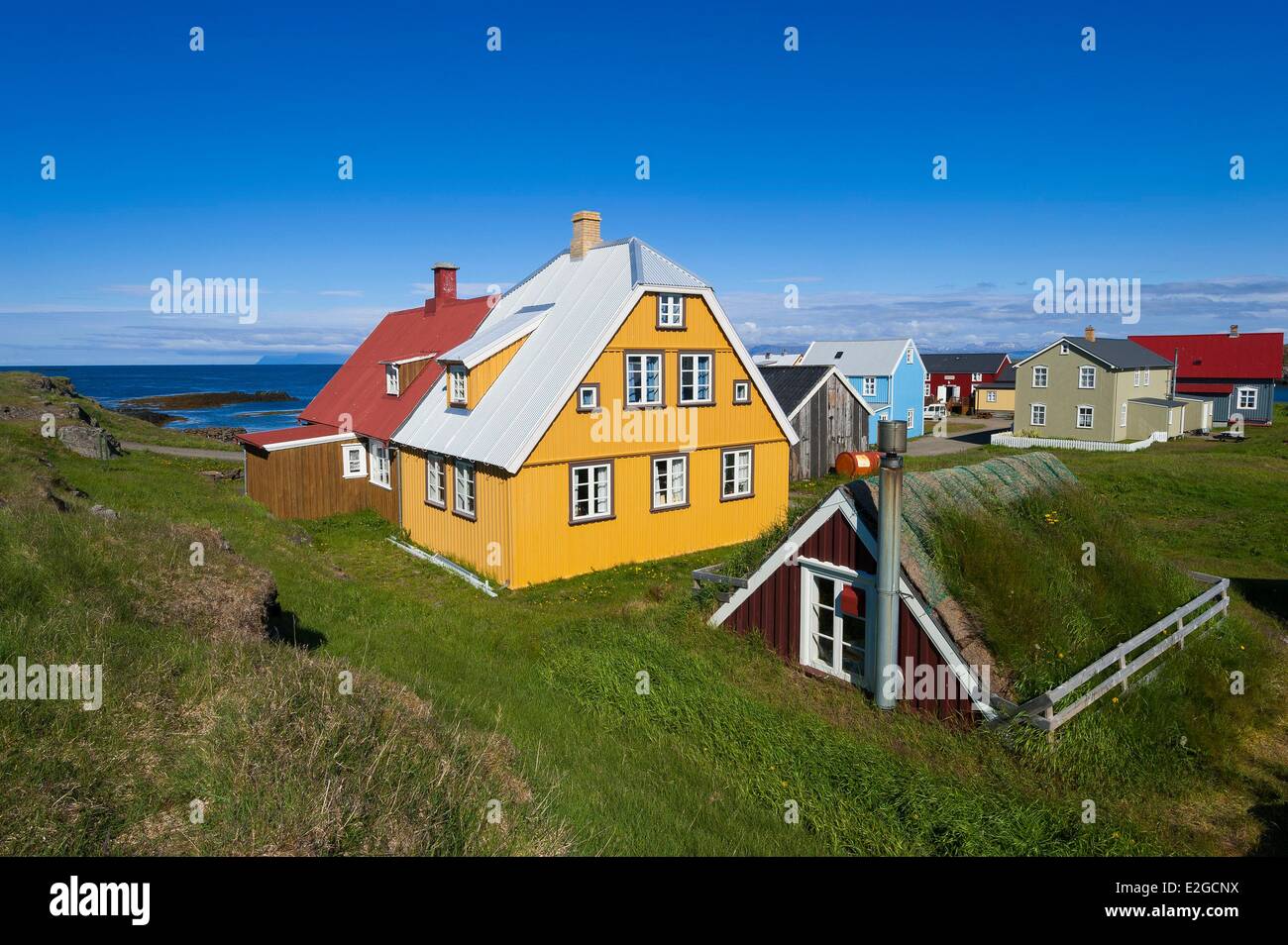 Islands Westfjorde Vestfirðir Region Breidafjördur Bay Flatey Insel Stockfoto