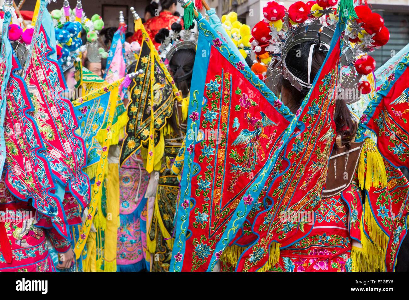 Frankreich Paris Details der Kostüme an Chinesische Neujahrsparade Stockfoto