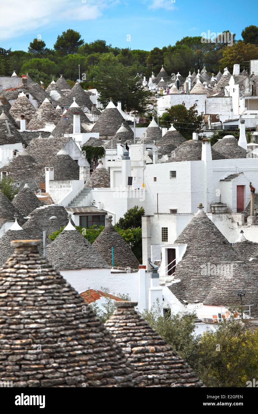 Italien Apulien Alberobello Trulli als Weltkulturerbe von der UNESCO zum traditionellen Häuser in trockenen Steinen aufgeführt Stockfoto