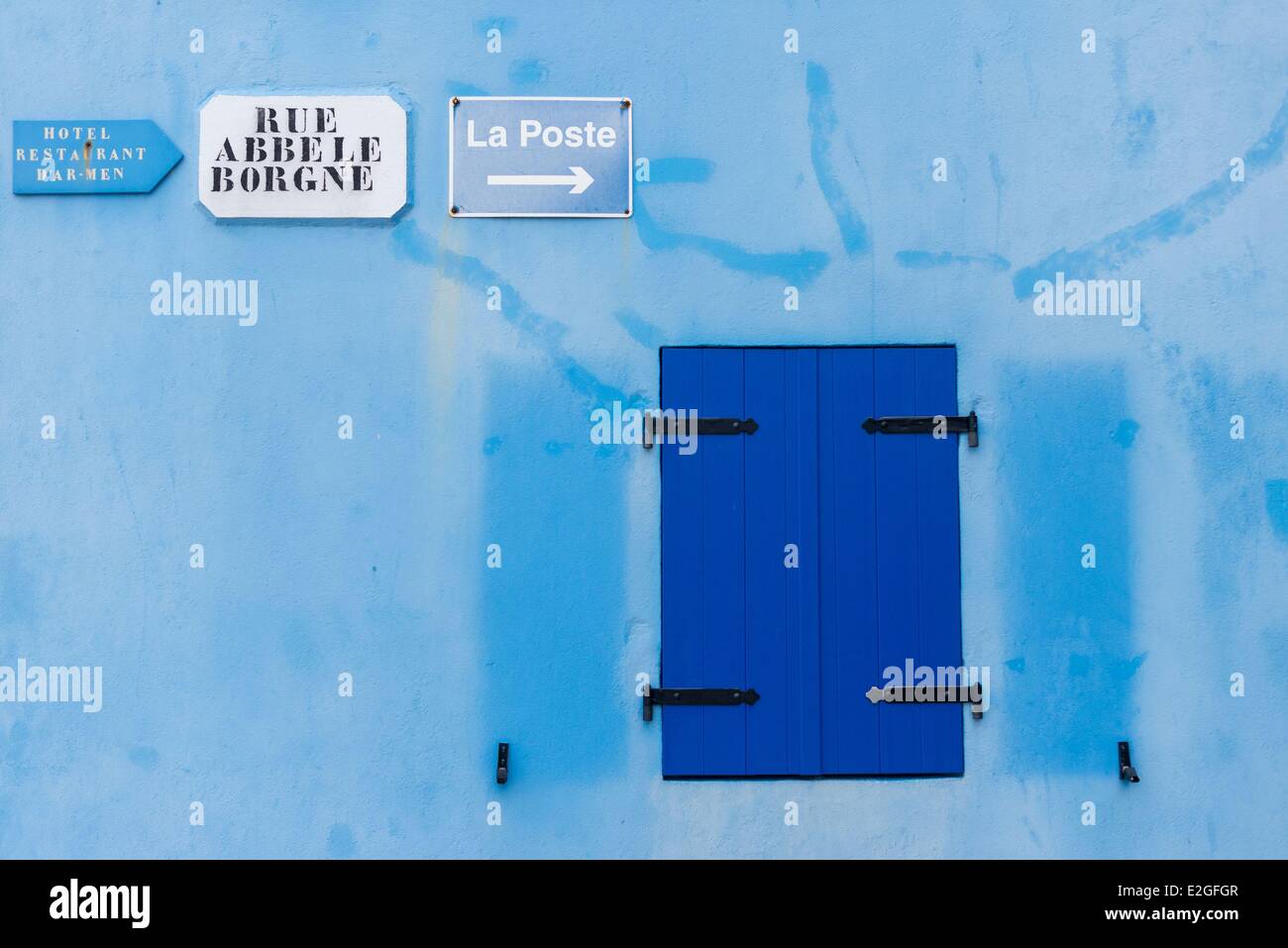 Typisches Haus in Abbe le Borgne Straße Frankreich Finistere Ile de Sein detail Stockfoto