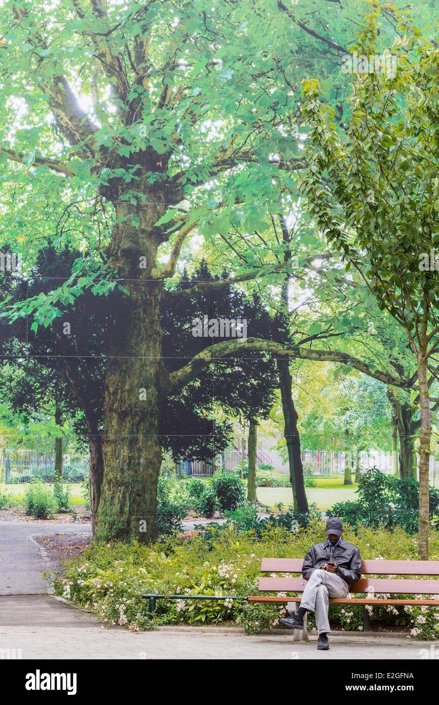 Niederlande Südholland Rotterdam Gaffelstraat Kopie Garten entworfen von Mutterschiff ist ein Park Foto gedruckt und geklebt, dann um eine ganze Wand für ein Trompe-l'oeil-Effekt Stockfoto
