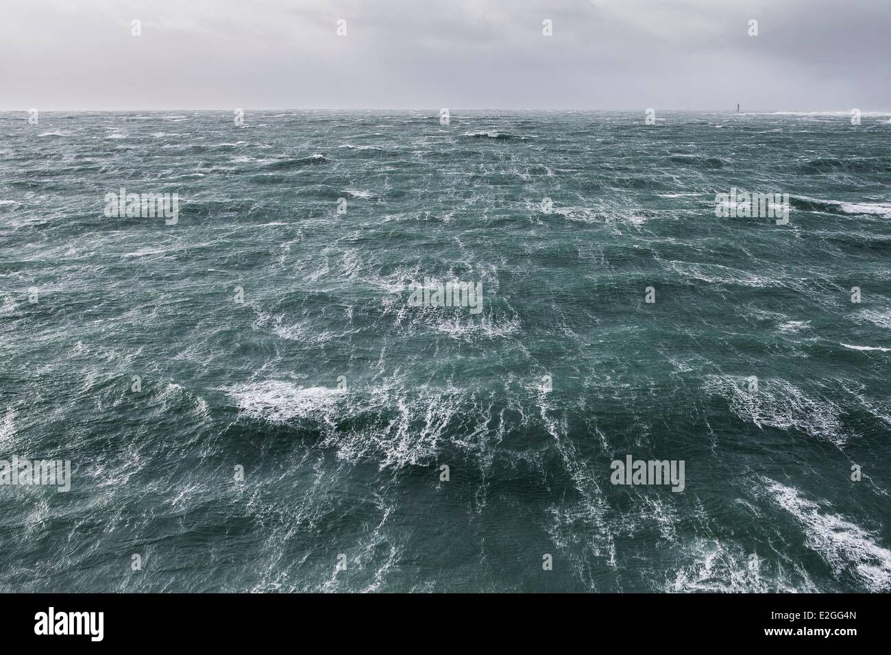 Frankreich Finistere Iroise Meer 8. Februar 2014 Fromveur Kanal bei Sturm Ruth (Luftbild) Stockfoto