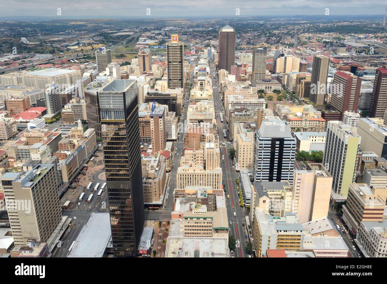 Provinz Gauteng Südafrika Johannesburg CBD (Central Business District) Innenstadt Blick Carlton Center tower Kommissar Street und Main street Stockfoto