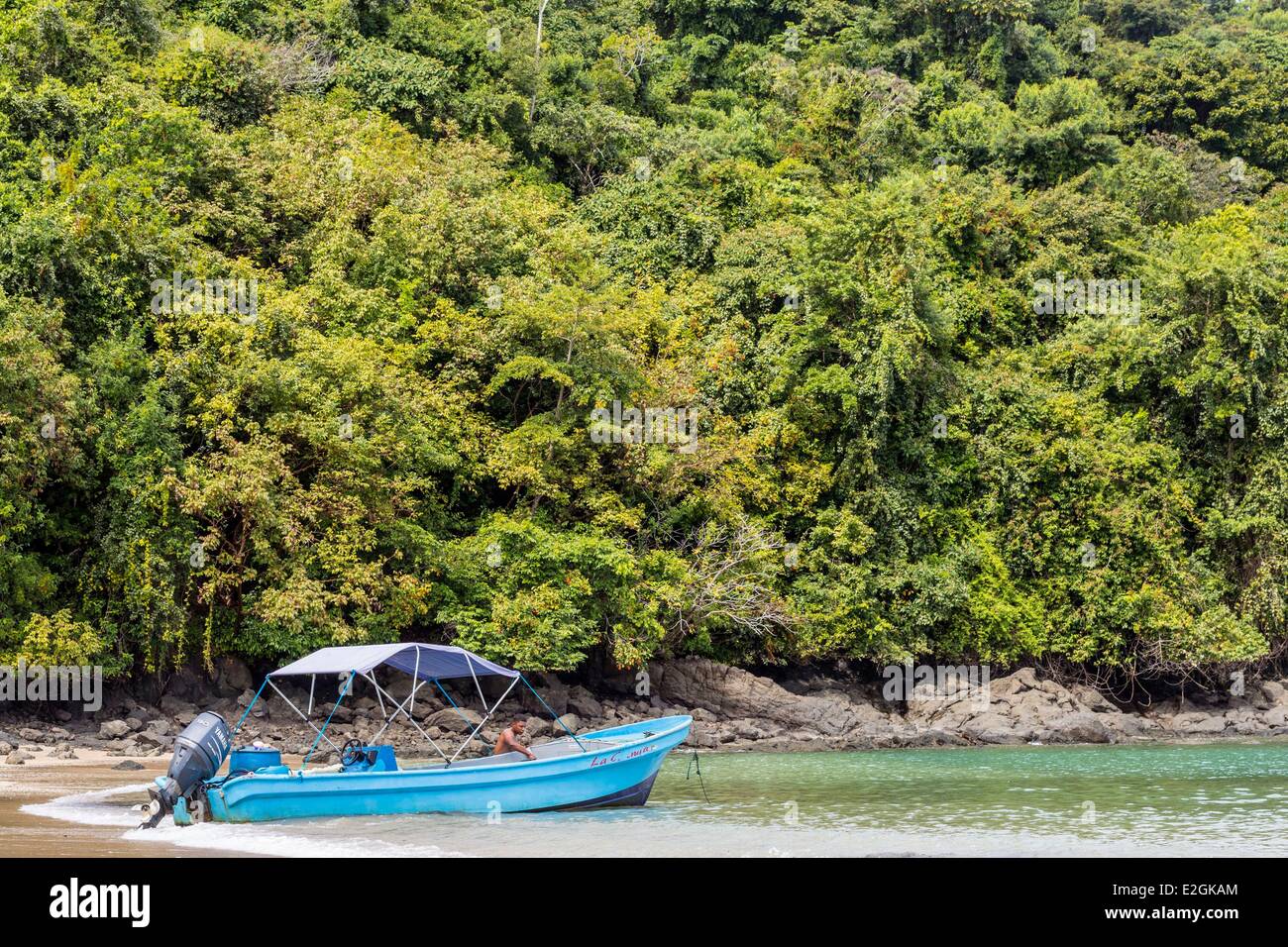 Panama Veraguas Provinz Golf von Chiriquí Nationalpark Coiba als Weltkulturerbe der UNESCO gelistet, seit 2005 Coiba Insel Strand Stockfoto