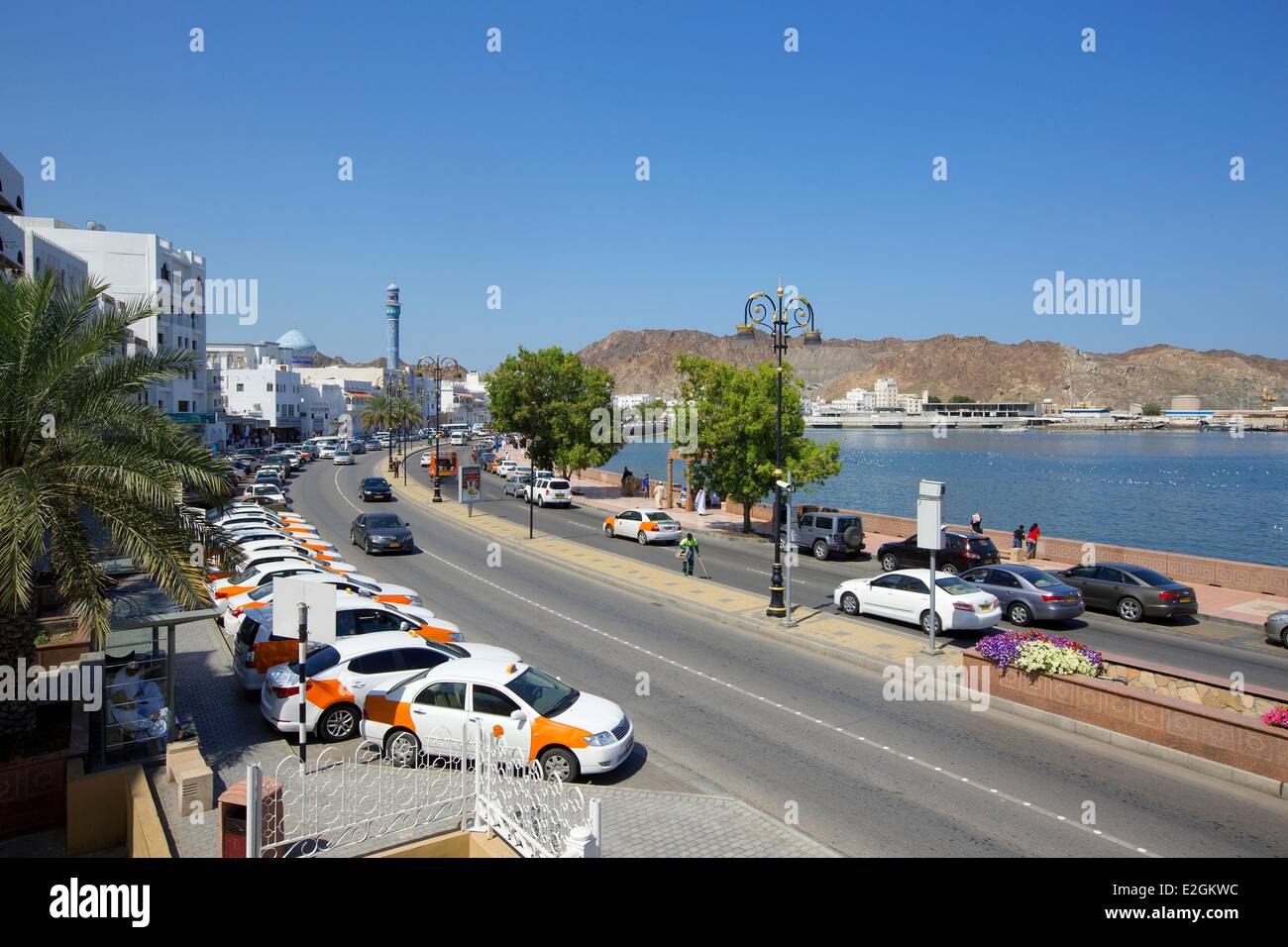 Sultanat von Oman Muscat Mutrah Corniche Al Bahri Straße Stockfoto