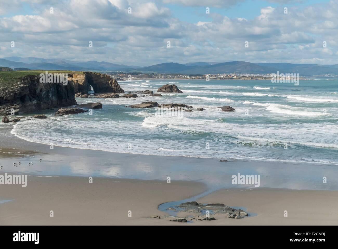 Spanien Galizien kantabrischen Küste Ribadeo als Catedrais aufsuchen Strand Kantabrischen Meer Stockfoto