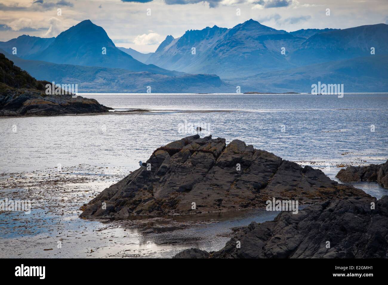 Argentinien Tierra del Fuego Provinz Panoramablick auf Beagle-Kanal Stockfoto