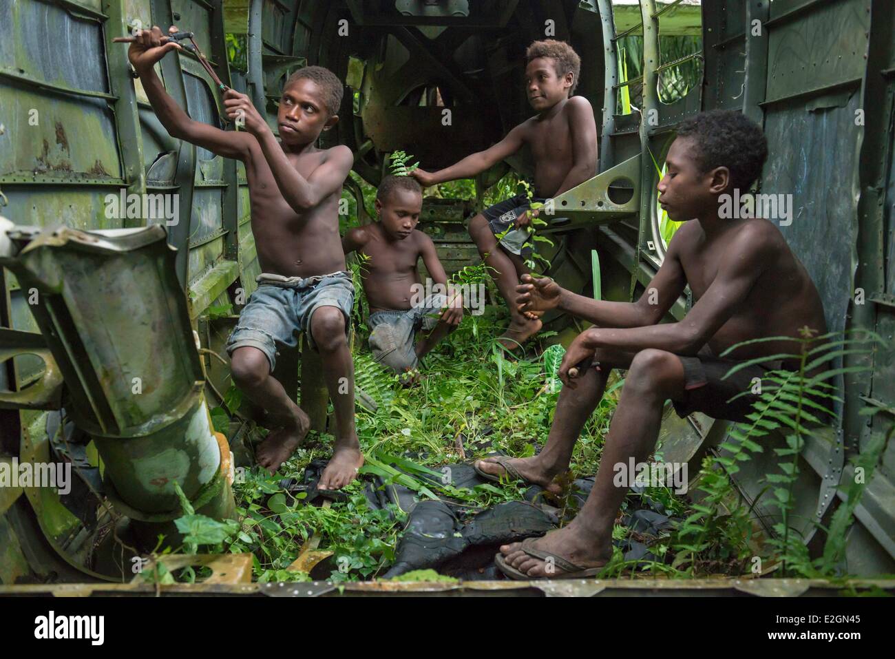 Papua-Neu-Guinea New Britain Island West New Britain Provinz Flugplatz Bezirk Kimbe Gatuwore Dorf Santa Monica Flugzeug Stockfoto