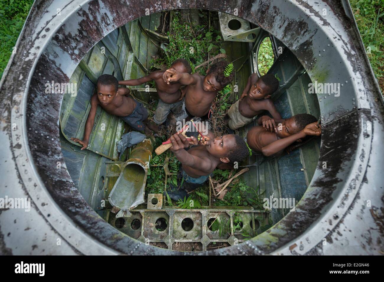 Papua-Neu-Guinea New Britain Island West New Britain Provinz Flugplatz Bezirk Kimbe Gatuwore Dorf Santa Monica Flugzeug Stockfoto