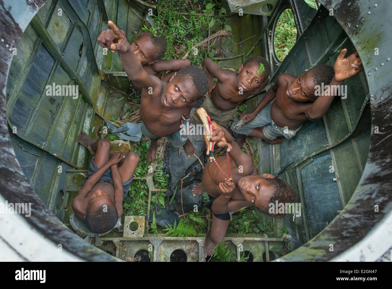 Papua-Neu-Guinea New Britain Island West New Britain Provinz Flugplatz Bezirk Kimbe Gatuwore Dorf Santa Monica Flugzeug Stockfoto