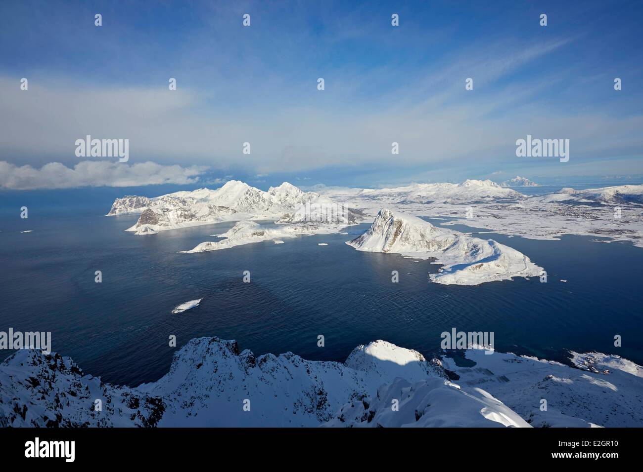 Norwegen-Lofoten-Inseln Vestvagoya Insel im winter Stockfoto