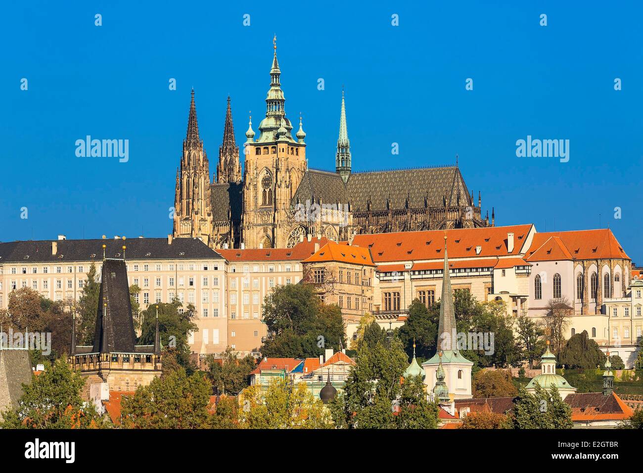 Tschechische Republik-Prag-Altstadt Weltkulturerbe von UNESCO St Guy Cathedral und der Prager Burg Stockfoto